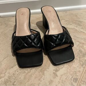 Urban Outfitters Black Quilted Block Heel Sandals